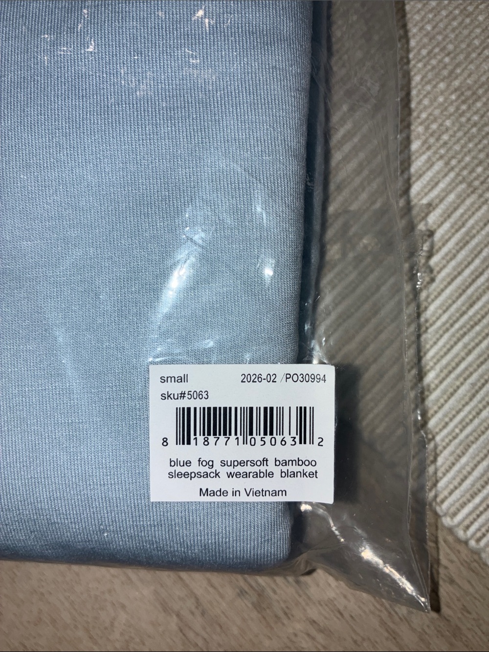 HALO Supersoft Rayon from Bamboo
Sleepsack Wearable Blanket •Blue Fog, Small• - Picture 6 of 6